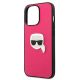 6. Etui Karl Lagerfeld Leather Ikonik Karl's Head Metal na iPhone 13 Pro / 13 6,1" - różowe