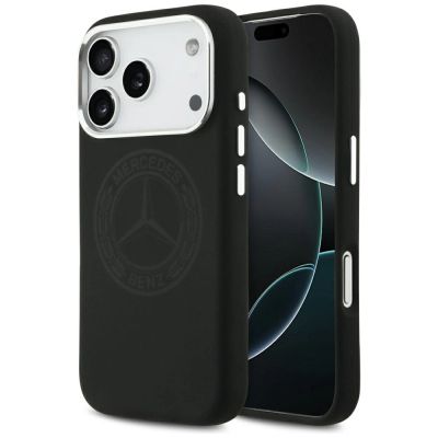 Etui Mercedes Silicone Vintage Logo MagSafe na iPhone 17 Pro - czarne
