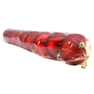 26. BOMBKA DEKORACYJNA PLASTIKOWA BEZPIECZNA 9SZT ŚR 60MM CZERWONY
