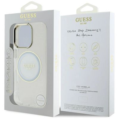 8. Etui Guess IML Metal Colored Circle Classic Logo MagSafe na iPhone 16 Pro Max - białe