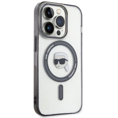 4. Etui Karl Lagerfeld IML Karl's Head MagSafe na iPhone 15 Pro - przezroczyste