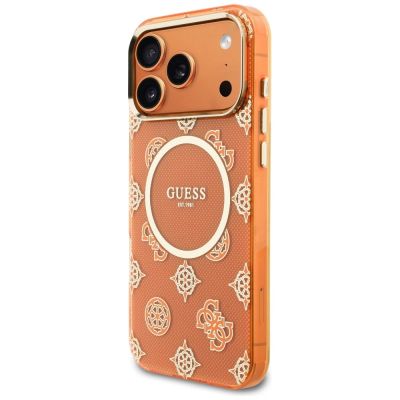 2. Etui Guess IML Peony Dot MagSafe na iPhone 17 Pro Max - pomarańczowe