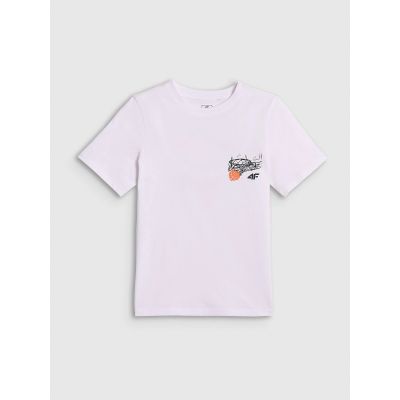 6. T-shirt regular z nadrukiem chłopięcy 4F 4FJRAW26TTSHM4343-10S