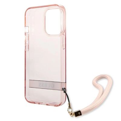 7. Etui Guess Translucent Strap na iPhone 13 Pro / 13 6,1" - różowe