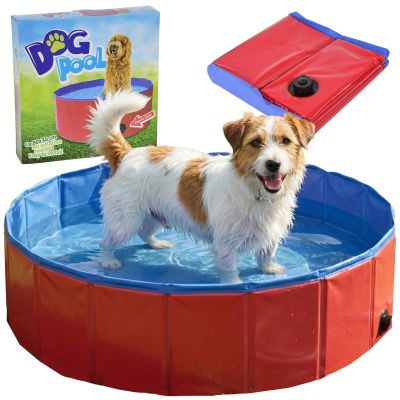 6. BASEN OGRODOWY SKŁADANY DLA PSA 80X30CM CZERWONY MAXPRO