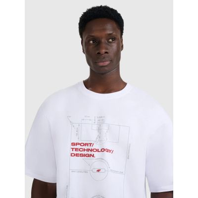 5. T-shirt oversize z nadrukiem męski 4F 4FRAW25TTSHM3257-10S