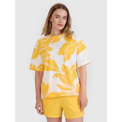 2. T-shirt oversize z nadrukiem damski 4F 4FRSS25TTSHF2692-90A