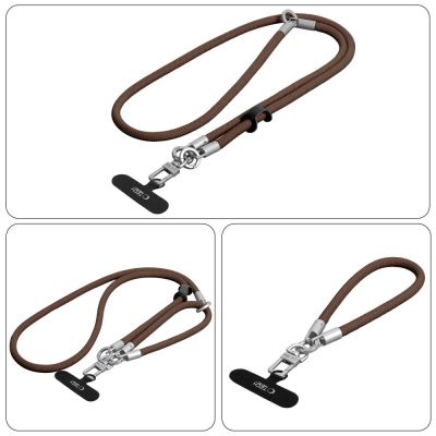 4. Smycz do telefonu Tech-Protect C10S Crossbody (114 cm) + na nadgarstek (31 cm) - brązowo-tytanowa