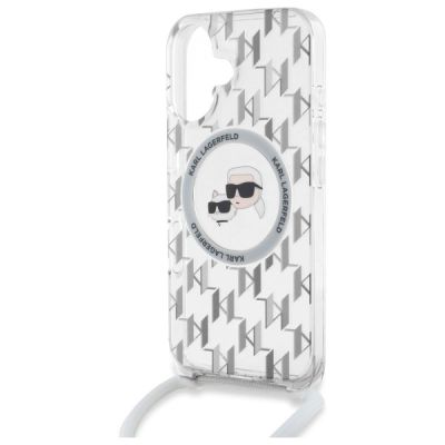5. Etui Karl Lagerfeld IML Crossbody Monogram Karl & Choupette Head MagSafe na iPhone 16 - przezroczyste