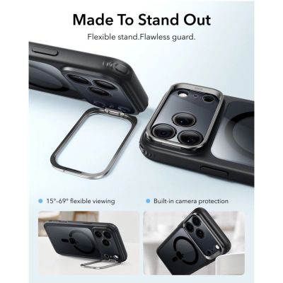 3. Etui ESR Classic Hybrid Kickstand MagSafe na iPhone 18 Pro / 17 Pro - przezroczysto-czarne