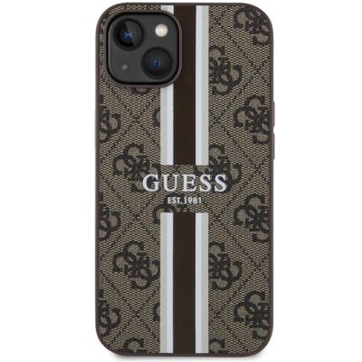 3. Etui Guess 4G Printed Stripes MagSafe na iPhone 14 - brązowe