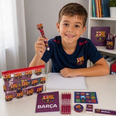 2. FC Barcelona zestaw przyborów szkolnych w saszetce  2700002517