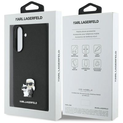 7. Etui Karl Lagerfeld Saffiano w/ K&C Metal Logo na Samsung Galaxy A36 - czarne
