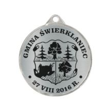 Medal metalowy z grawerowaniem na laminacie
