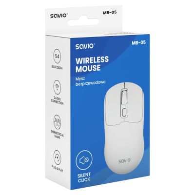 5. SAVIO MYSZ BEZPRZEWODOWA BT 2.4 GHZ BIAŁA MB-05