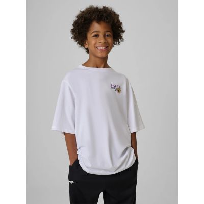 T-shirt loose z nadrukiem chłopięcy 4F 4FJRAW26TTSHM4527-10S