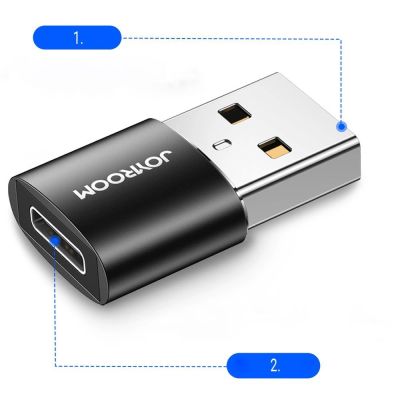 8. Joyroom adapter przejściówka z USB Typ C (żeński) na USB (męski) 2 szt. czarny (S-H152 Black)