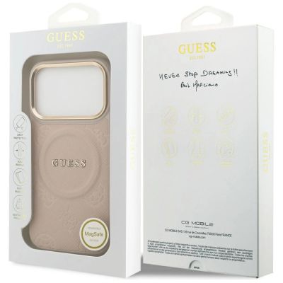 8. Etui Guess Peony Hot Stamp MagSafe na iPhone 17 Pro - różowe