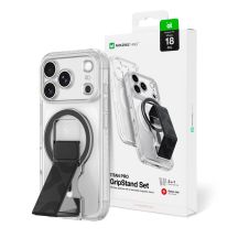Etui AMAZINGTHING Titan Pro Lens Stand Set na iPhone 18 Pro z uchwytem magnetycznym i podstawką kompatybilne z MagSafe - przezroczyste