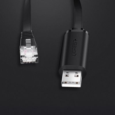 8. Ugreen kabel konsolowy przejściówka USB - Ethernet RJ45 1,5m czarny (CM204)