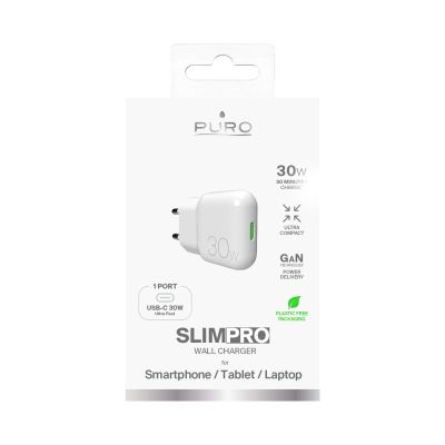 3. Ładowarka sieciowa GaN Puro SLIMPRO 30W USB-C - biała