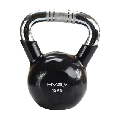 36. Kettlebell żeliwny uchwyt chrom radełkowany HMS KTC12 BLACK 