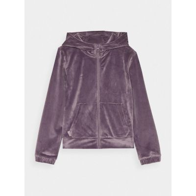 6. Bluza dresowa z weluru rozpinana z kapturem dziewczęca 4F Junior 4FJWAW24TSWSF1217-51S