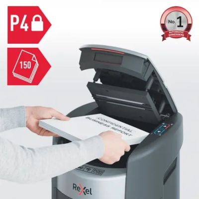 2. Niszczarka Rexel ShredMax AutoFeed+ 150X, P4, 150 kartek, 15 l kosz
