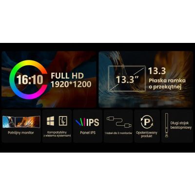 13. EXTRALINK SMART LIFE 13.3" monitor 2-SCREEN do laptopów 13.3" do 17.3" S350