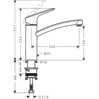2. Bateria kuchenna HG Logis 160 kokken - kokkenarmatur m/svingtud, krom