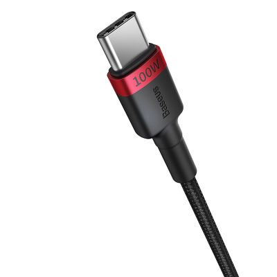 3. Kabel Baseus Cafule USB-C / USB-C 100W 1 m - czerwono-czarny i czarno-szary (2 szt.)
