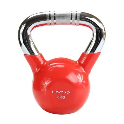 23. Kettlebell żeliwny uchwyt chrom radełkowany HMS KTC10 RED 
