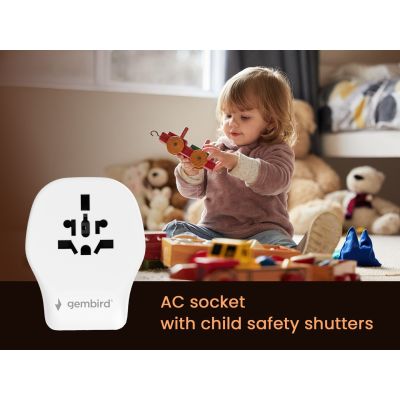 7. GEMBIRD UNIWERSALNY ADAPTER PODRÓŻNY 20 W, BIAŁY