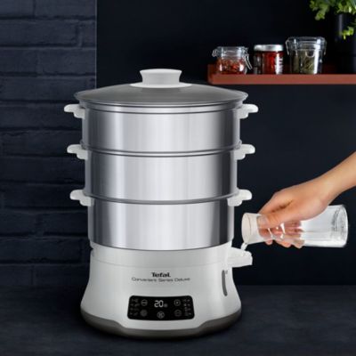 16. Tefal Convenient Series Deluxe VC502D szybkowar parowy 3 kosze, Blat 900 W Stal nierdzewna, Biały