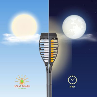 26. POCHODNIA LAMPA SOLARNA TAŃCZĄCE PŁOMYKI 12 LED SMD 7,5x7,5x46,5CM KPL 5SZT