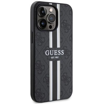 4. Etui Guess 4G Printed Stripes MagSafe na iPhone 13 Pro / iPhone 13 - czarne