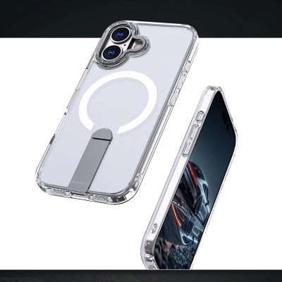 6. Etui Hybrid Armor X na iPhone 17 z podstawką kompatybilne z MagSafe - przezroczyste