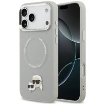 Etui Karl Lagerfeld Karl & Choupette Pins MagSafe do iPhone 17 Pro - szare