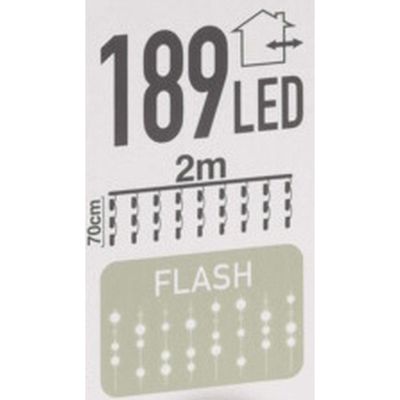 14. LAMPKI CHOINKOWE KURTYNA ŚWIETLNA 200x70CM ZEW LED CIEPŁY BIAŁY FLASH