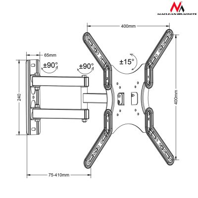 14. Uchwyt ścienny do telewizora Maclean MC-759 (ścienne; 13" - 55"; max. 30kg)