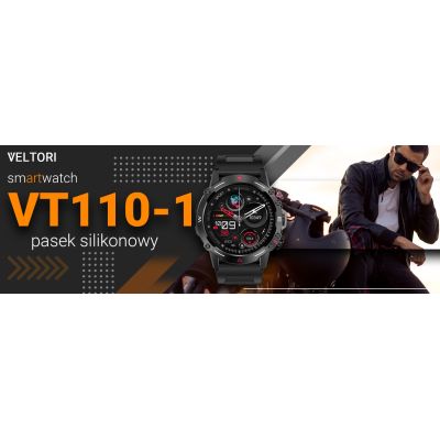 5. Smartwatch VELTORI VT110-1 Czarny Pasek Silikonowy