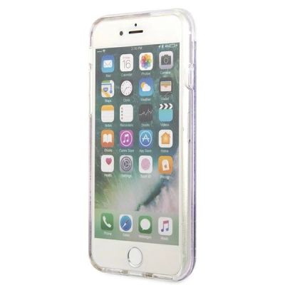 5. Etui Guess Flower Liquid Glitter na iPhone SE 2022 / SE 2020 / 7 / 8 - fioletowe