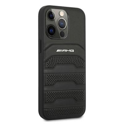 4. Etui AMG Leather Debossed Lines na iPhone 13 Pro / iPhone 13 - czarne