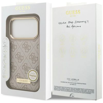 8. Etui Guess 4G Logo Plate MagSafe na iPhone 18 Pro / 17 Pro -różowe