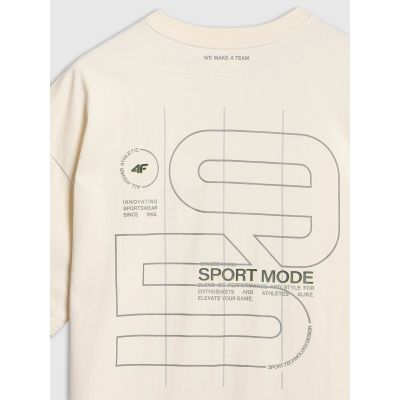 6. T-shirt oversize z nadrukiem męski 4F 4FRAW25TTSHM3220-11S