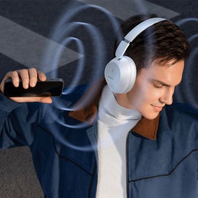9. Słuchawki bezprzewodowe Baseus Bass 30 Max nauszne Bluetooth 5.3 - białe