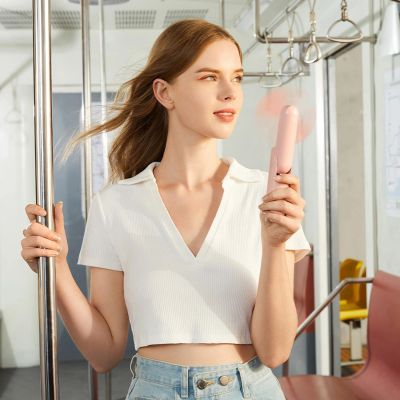3. Mini wentylator Jisulife Handheld Fan Life8 Plus przenośny wiatraczek USB z funkcją powerbanka 4500mAh i latarką - różowy