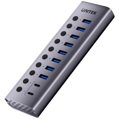 3. Unitek Hub USB C/USB A 10w1 5Gbps z włącznikami portów