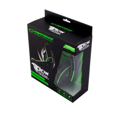 4. Słuchawki Esperanza CROW EGH330G (kolor czarno-zielony)