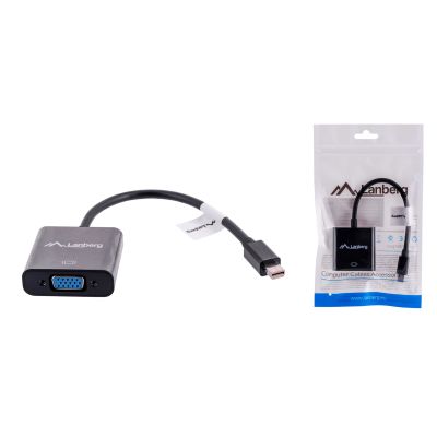 7. Adapter Lanberg AD-0006-BK (Mini DisplayPort M - D-Sub (VGA) F; 0,20m; kolor czarny)